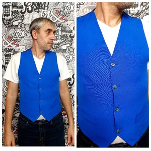 groomsman gift Blue Wedding Vest suit Vest Vintage Mens Vest bridal vest mod vest waistcoat mens  Sleeveless Jacket Classic vest M