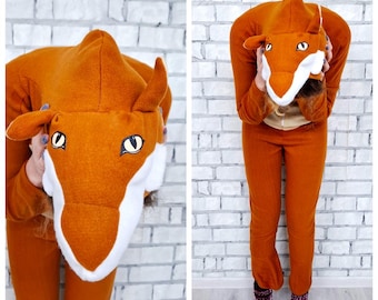 Pyjama Grenouillère En Flanelle Pour Enfants 2-13 Ans - Chaud, Capuche, Zip Dos - Déguisement Cosplay