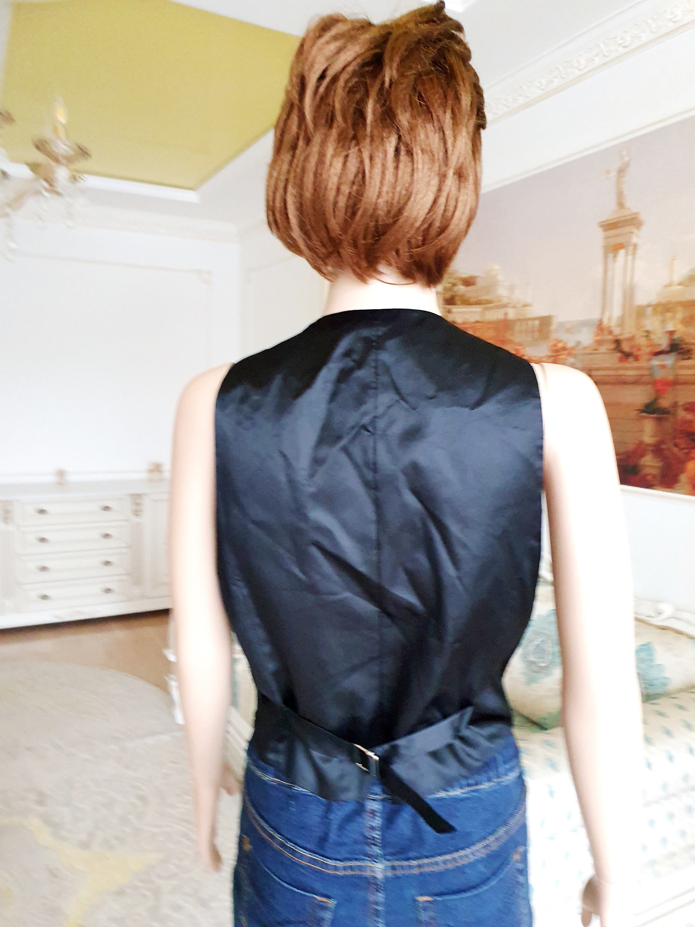 Womens Clothing Womens Velvet Vest Vintage Black Velvet Vest