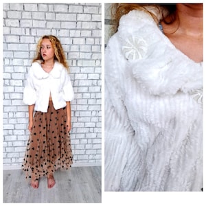 weißes Hochzeitscape S/M Braut Bolero Pelzcape Damenjacke Wintercape in weiß