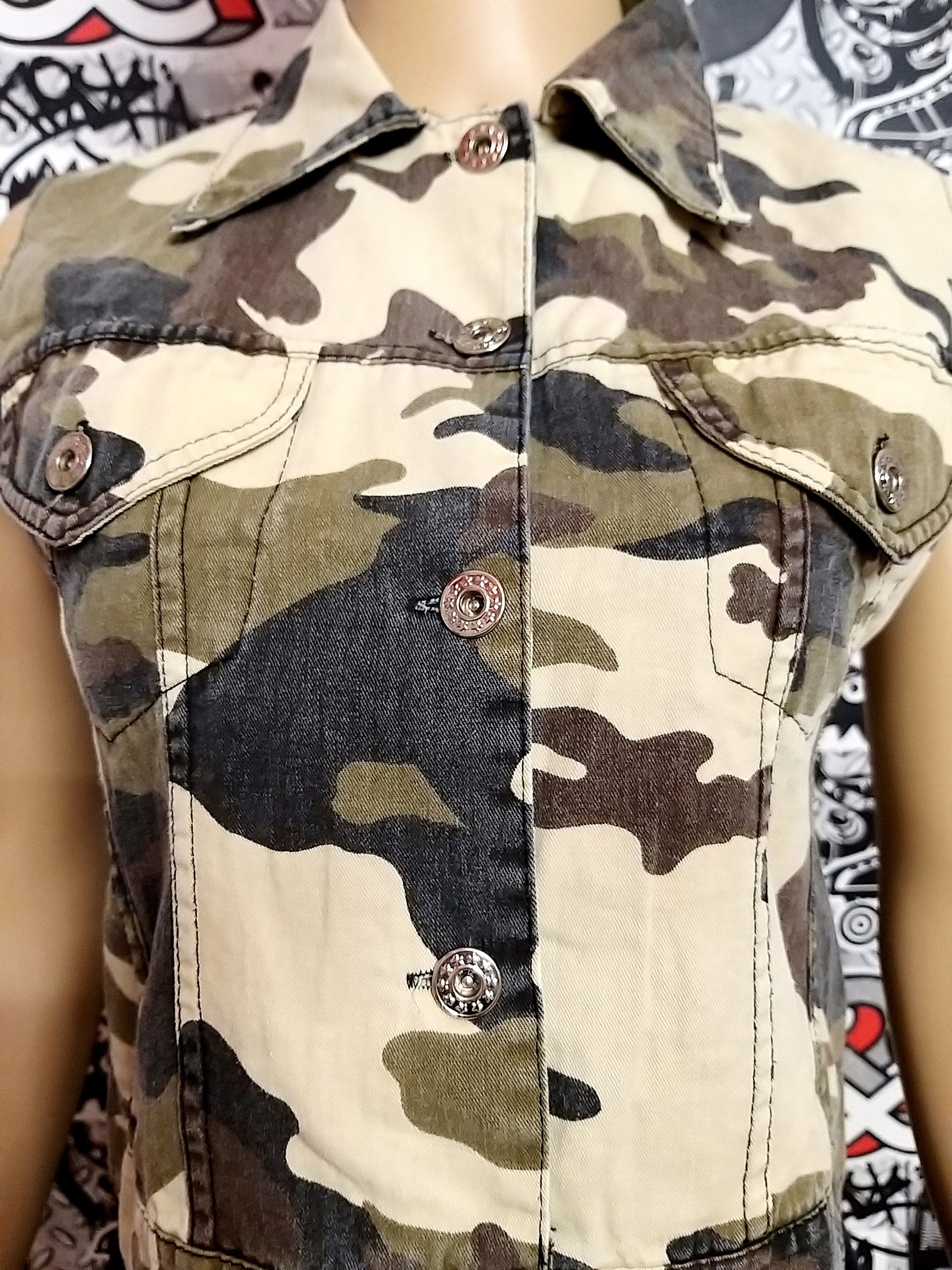 Womens Camo vest womens military vest Vintage Italy vest Etsy