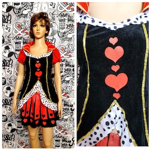 ADULT Queen of Hearts costume black red costume alice in wonderland costume womens costume halloween costume harlequin costume S