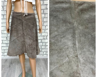 Beige suede rok damesrok echte lederen rok dames midi rok Beige rok Vintage beige lederen rok suede rok Rock rok M Etsy Nederland
