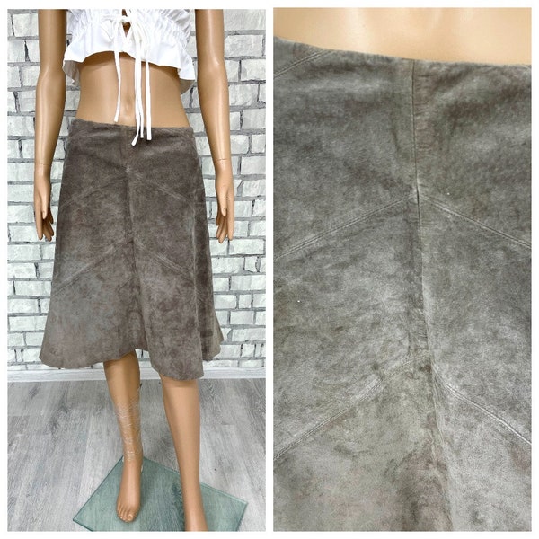 Beige suede Skirt womens skirt real Leather skirt womens midi skirt Beige skirt Vintage Beige Leather skirt suede Skirt Rock Skirt M