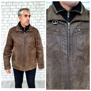 Manteau homme Manteau en cuir homme vintage Veste en cuir vintage Blazer en cuir Blazer en cuir Veste en daim Manteau en daim Manteau de sport Taille XL
