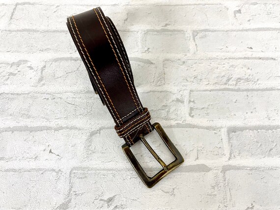 Genuine leather accessories brown leather belt Vi… - image 5