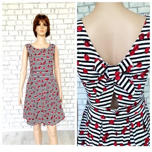 Rockabilly dress Pin Up Dress cherry print dress vintage skater circle dress summer dress patty Dress womens dress  berries print Dress M