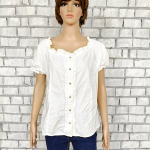 Austrian blouse XL  Dirndl Top oktoberfest clothing Dirndl trachten ivory Blouse folk blouse bavarian Victorian festival top
