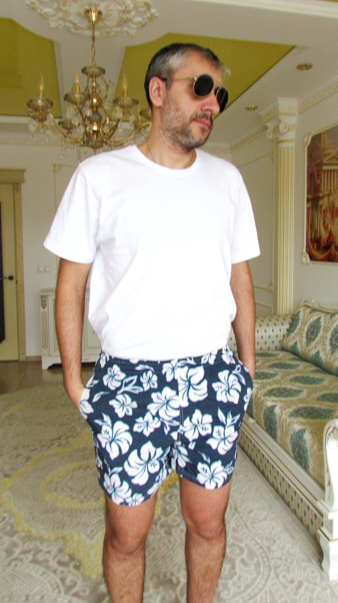 80's Mens Clothing Vintage Mens Shorts Mens Floral Shorts Etsy