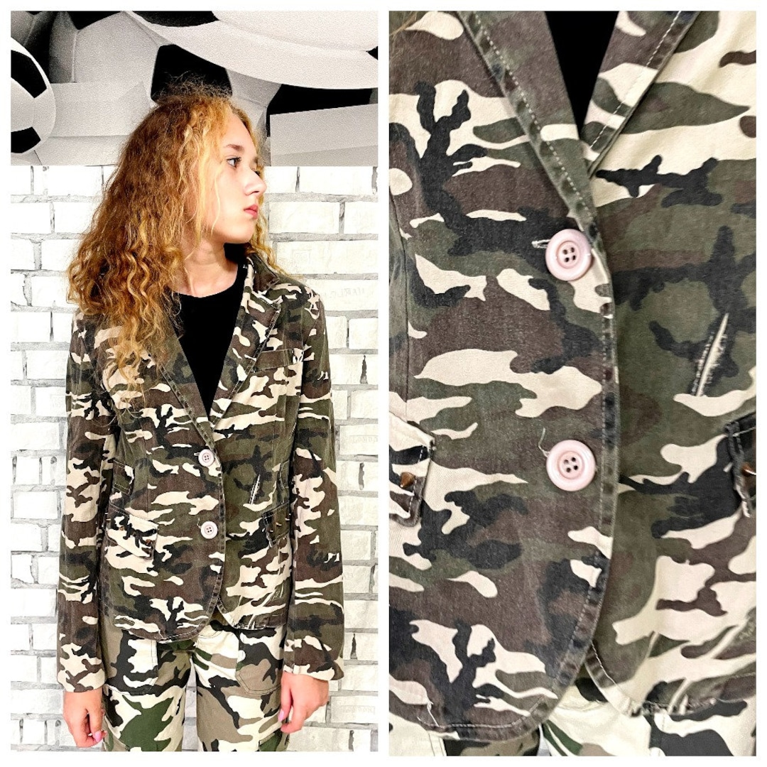 Damen Camo Jacke S für Frauen Militärjacke Vintage Tarnjacke