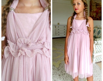 Blush Flower girl dress girl Blush tulle dress Blush dress girl birthday party dress Blush baby dress Princess dress Satin dress