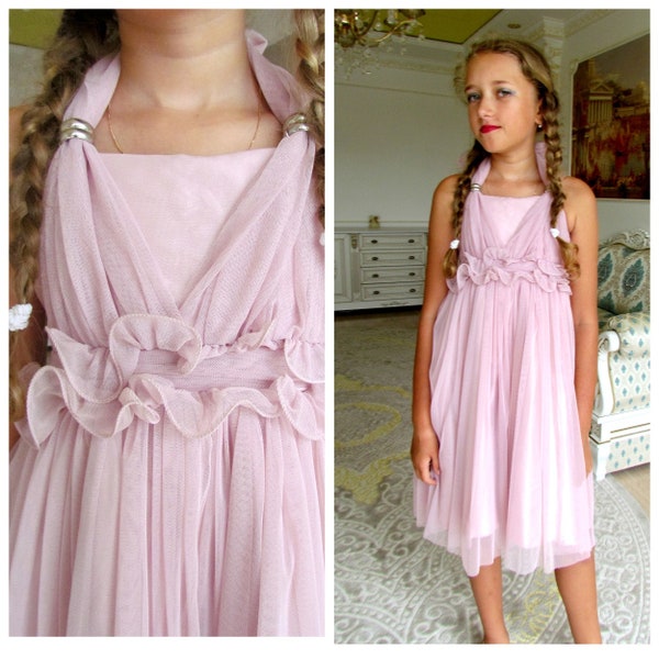 Blush Blumen Mädchen Kleid Mädchen Blush Tüllkleid Blush Kleid Mädchen Geburtstag Partykleid Blush Babykleid Prinzessin Kleid Satinkleid