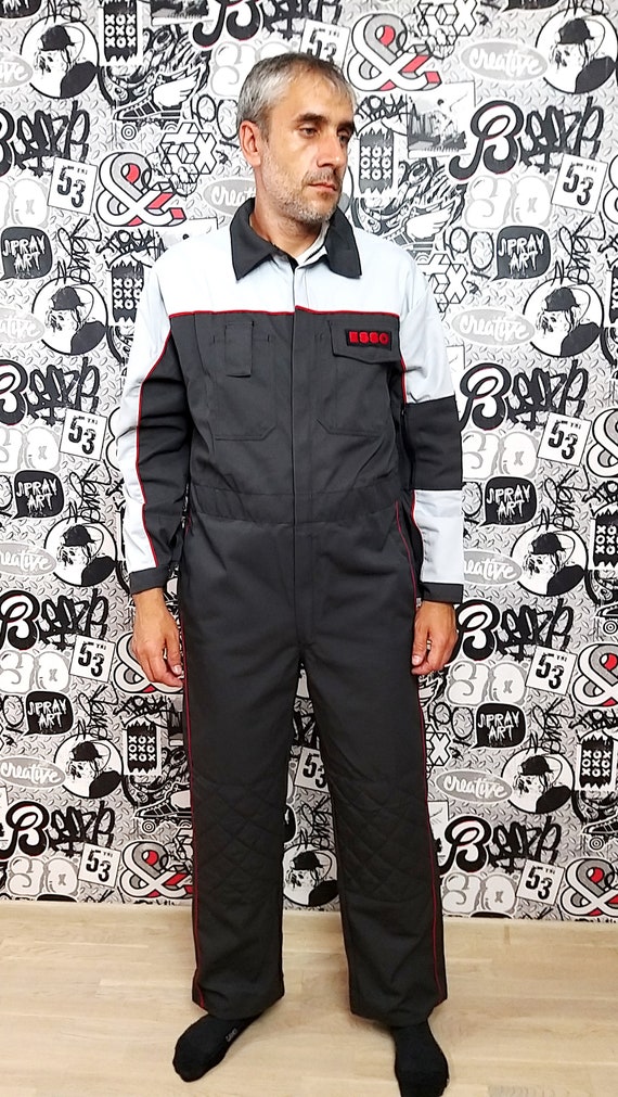 Mono de hombre cremallera One Piece gris Overoles gris vintage Mono para hombres Overoles utilidad ropa de trabajo uniforme mecanico XL Etsy Mexico