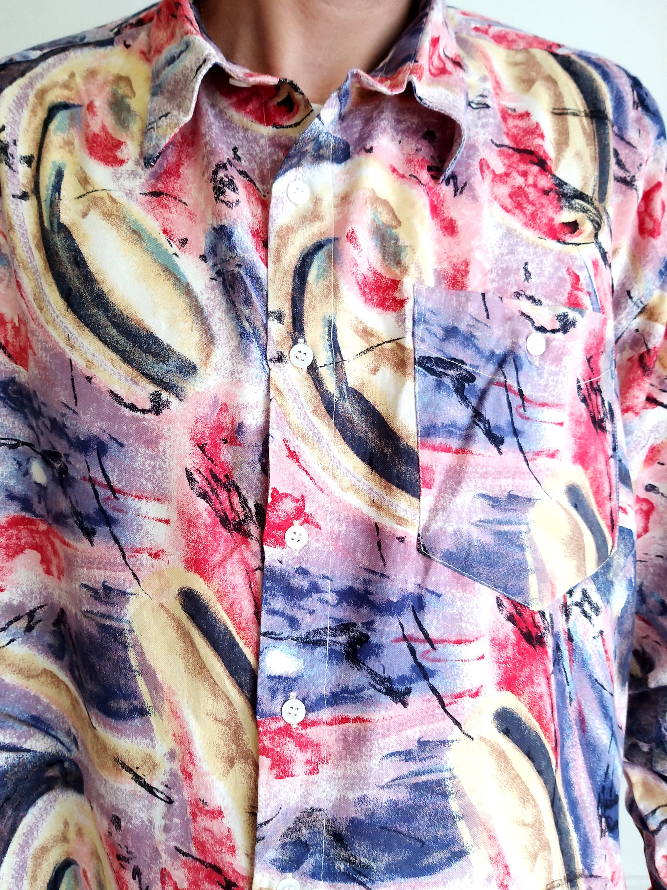 Mens shirt Abstract print mens Abstract shirts festival shirt | Etsy