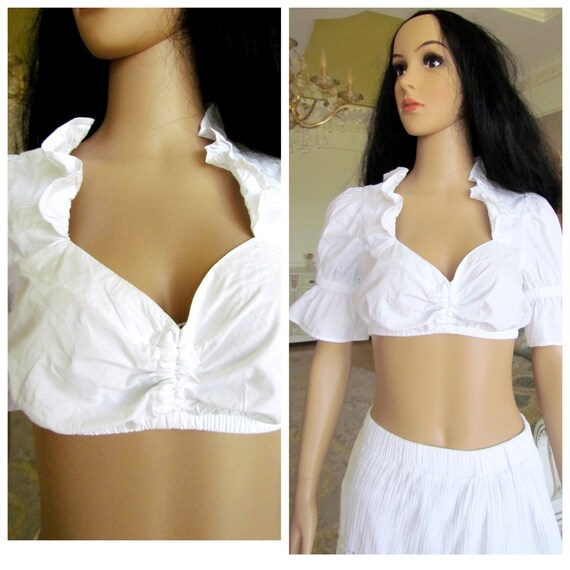 dirndl top Dirndl Blouse Crop Blouse L folk blous