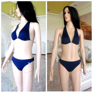 women Swimwear Vintage cobalt blue Swimsuit cobalt blue Bikini Set Two Piece Bikini Bottoms cobalt blue Top women Bikini M