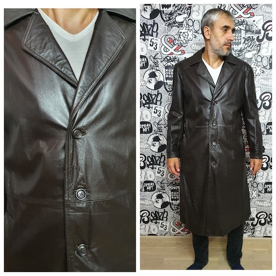 Dark brown mens Leather Clothing mens Leather Coa… - image 1
