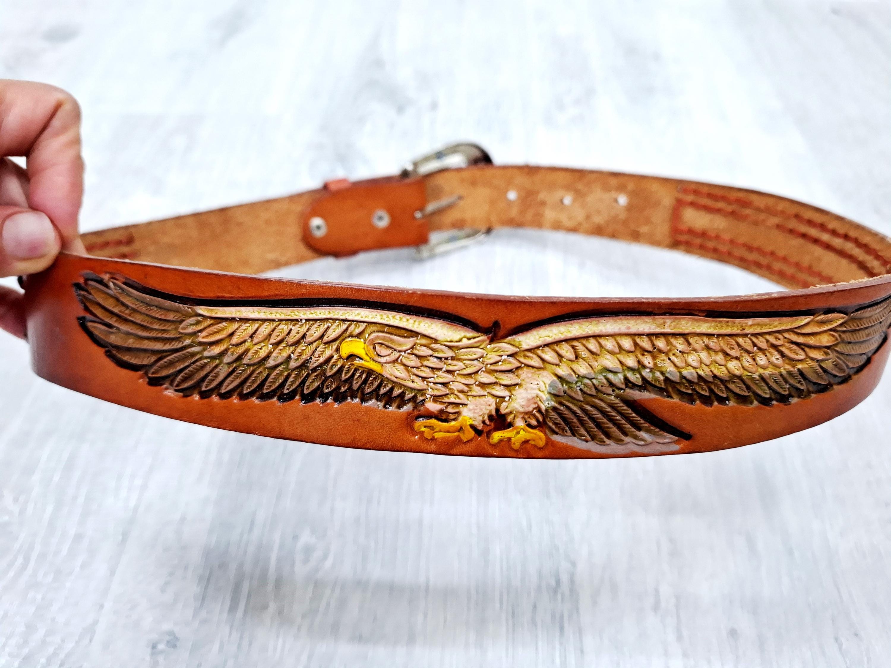 Cinturon De Vaquero Bonarty - Hebilla De Cinturón Vaquero Con águila Americana - Estilo Western Cinturon Cowboy Hombre