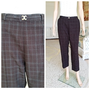 Retro Pants womens Pants womens Plaid Pants Checkered Pants black Pants Tartan Pants Golf Pants Disco Pants L bottom plaid Trousers