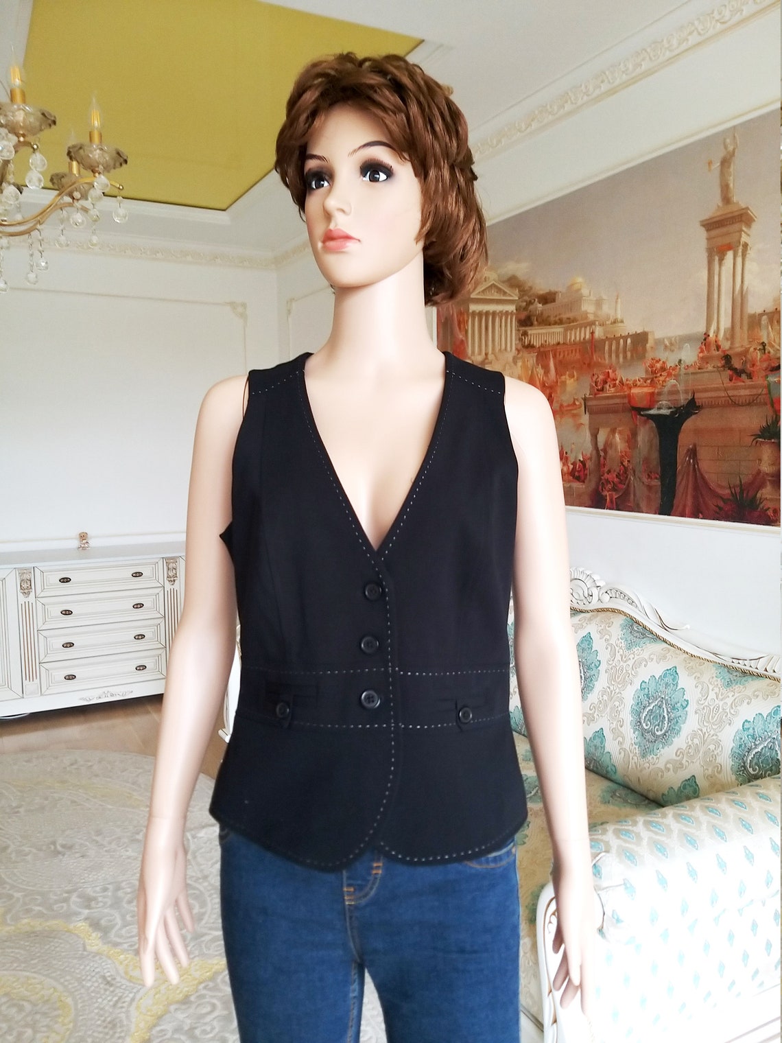 Steampunk Black Suit Vest main image 0