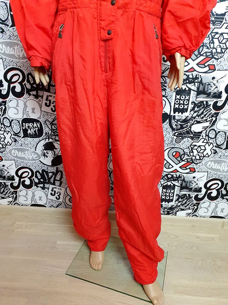 RED Ski Suit Womens Clothing Vintage Skiing Tracksuit Warm Winter