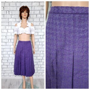 Scotland wool skirt L winter skirt  Sister gift   Warm skirt womens skirt Purple skirt festival skirt wool pleated skirt  folk skirt
