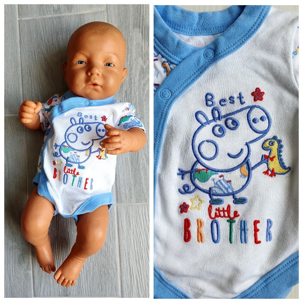 Peppa Pig Baby Boy/Girl Short-sleeve Graphic Blue Plaid Jumpsuit