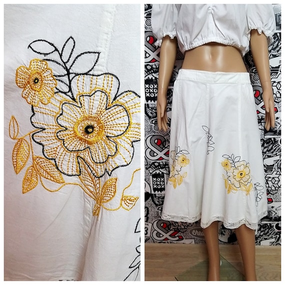 White embroidered skirt womens skirt White skirt F