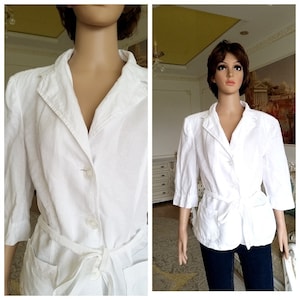 womens Jacket womens blazer White linen blazer White blazer womens linen Jacket formal blazer classic blazer formal Jacket  XL