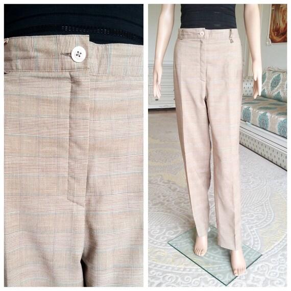 tan plaid pants womens