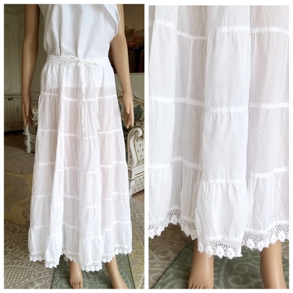white Victorian Skirt Edwardian skirt Antique Vict