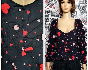 Día de san valentín regalo corazón estampado blusa M camisa roja