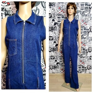 blue Denim Overall vintage womens overall Denim Jumpsuit Denim Pants jean overalls Retro overalls grunge overalls M