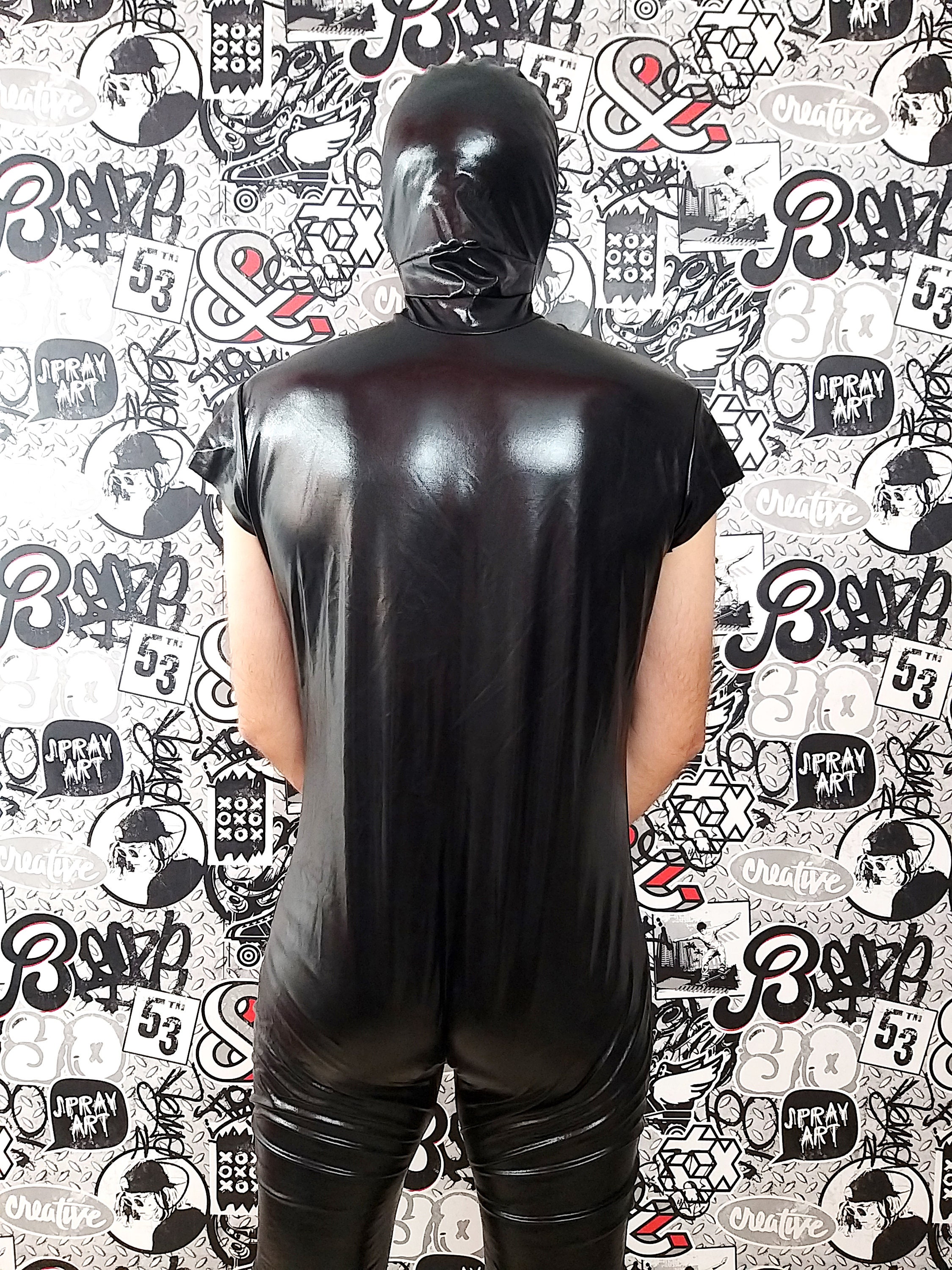 Spandex Black Coveralls Black Vinyl Overalls Vinyl Bodysuit Etsy