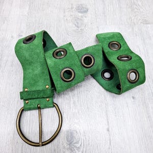 grüner Ledergürtel L Kleid Gürtel Echtleder Accessoires Vintage Damen Gürtel Western Gürtel Cowgirlgürtel Boho Gürtel breiter Gürtel