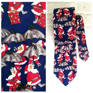 santa claus tie New Year Gift Christmas tie Christmas necktie holiday tie santa necktie x mas tie santa print tie vintage New Year tie
