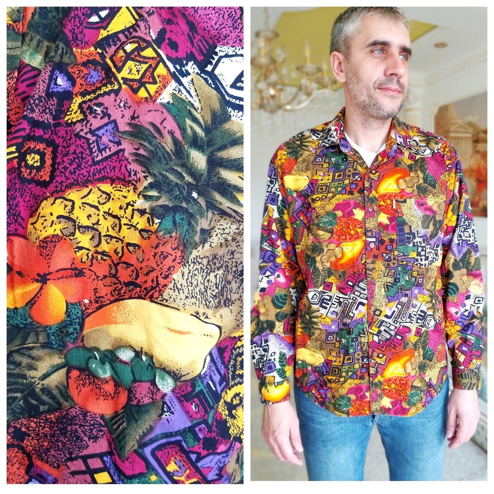 Tropical Print Shirt Pineapple Print Shirts Boho Shirts Hippie Shirts Fruit Shirt Pineapple Shirts Tropical Shirts Beach Shirts Fruit Print Teefashion