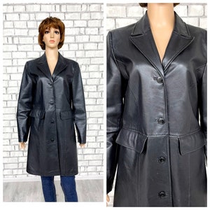 leather Trench Coat M womens  leather blazer womens blazer black leather coat womens Leather coat black blazer womens Leather Clothing