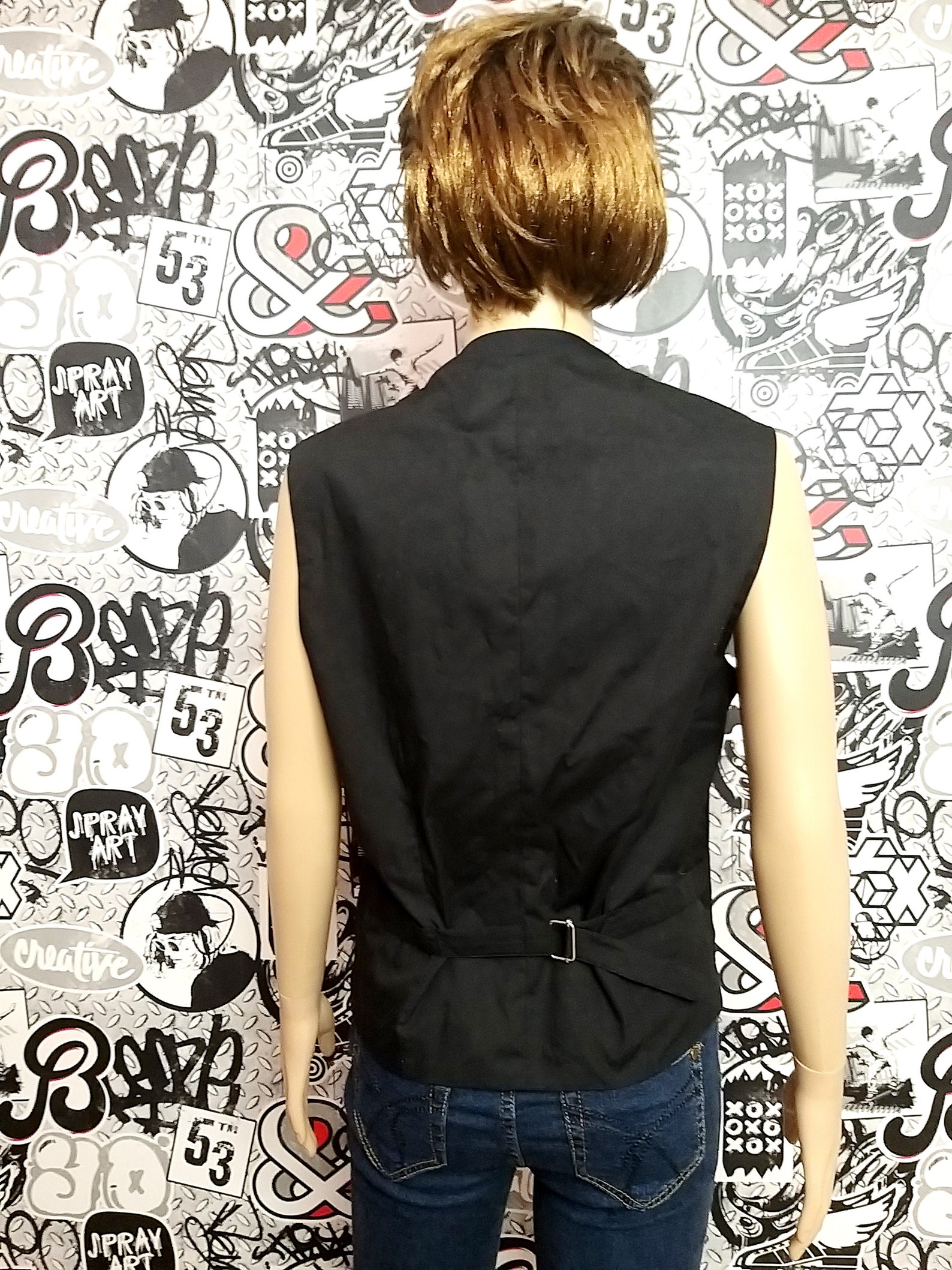 Steampunk Vest M Black Vest Vintage Womens Vest Black Top Goth Etsy