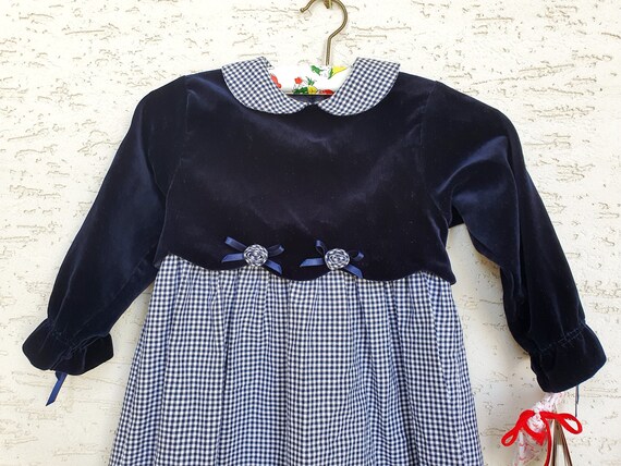 12-18 months Birthday dress navy blue velvet dres… - image 5