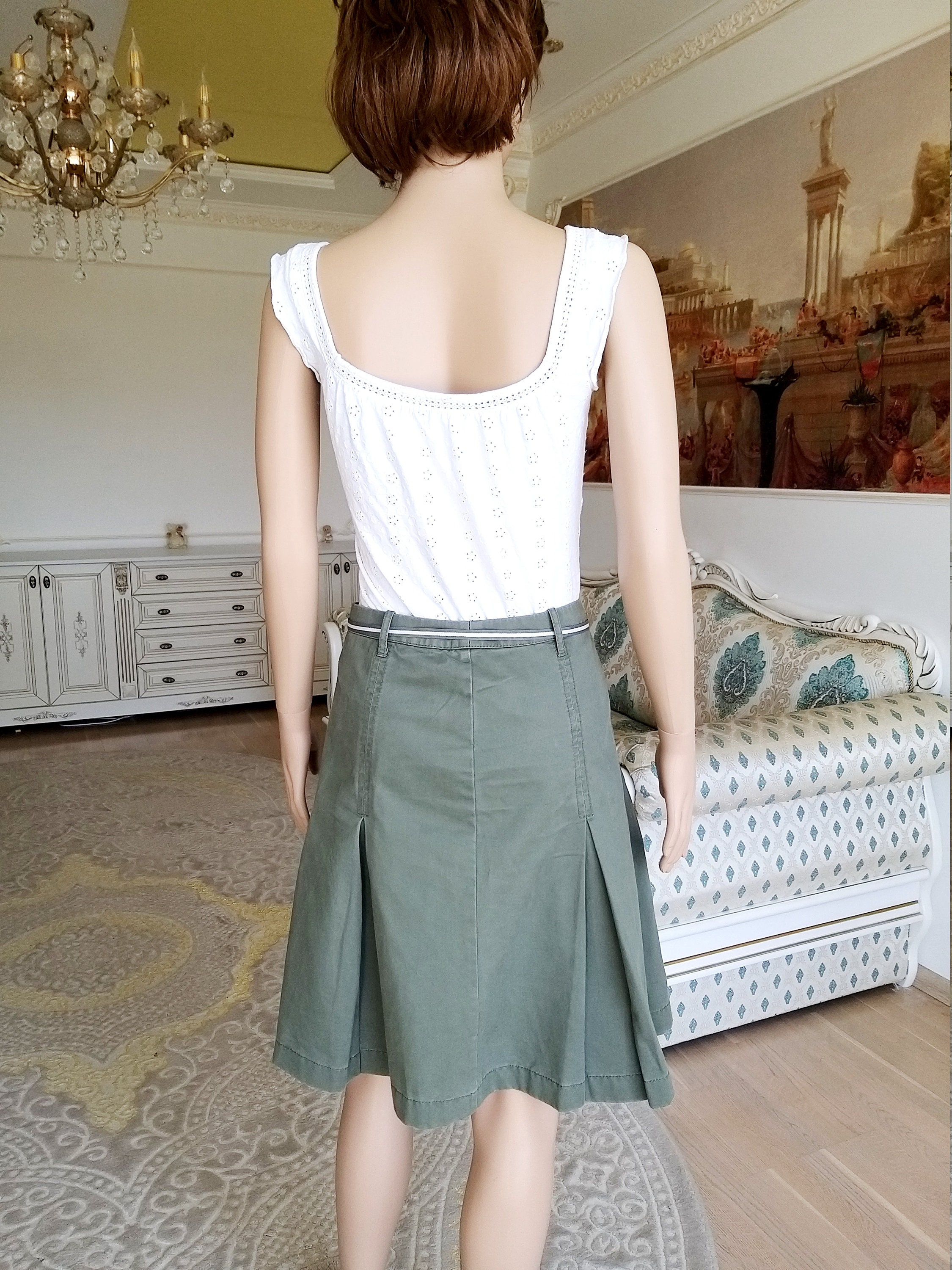 Army skirt military skirt cotton skirt military style Olive Etsy