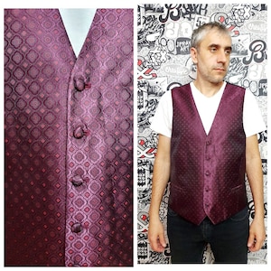 father gift  boho vest mens vest wedding mens waistcoat vest suit Vest Sleeveless Jacket mens groom vest burgundy vest XL