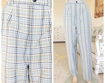 BLUE Plaid Hose S Retro Hose Herren Hose karierte Hose Vintage Tartan Hose Golf Hose Disco Hose plissierte Hose Herren karierte Hose