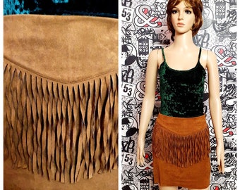 womens skirt Mini skirt Fringe skirt boho skirt brown skirt hippie skirt Western skirt cowgirl skirt XS native skirt