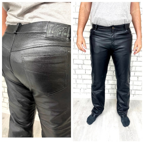 Mens Leather Clothing Western Leather pants Retro… - image 1