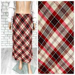 christmas gift women skirt Vintage wool skirt M long skirt red Plaid skirt Warm skirt winter skirt tartan skirt christmas skirt pencil skirt