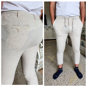 Herren Beige Leinenhose M Herren Leinenhose Herren Leinenhose Herren Beige Hose Retro Hose Chinohose Herrenhose Herrenhose Sommerhose