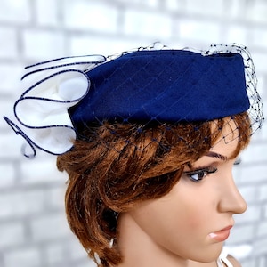England navy blue hats formal hats for women hat 70s retro hat antique hat Pillbox Hat edwardian hats Ladies Hat victorian hat
