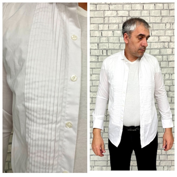 mens wedding shirts mens white shirts M mens Prom… - image 1