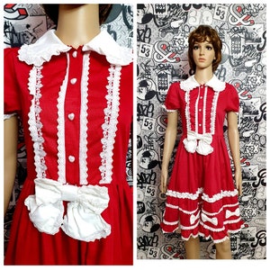 red white dress lolita dress Halloween dress Steampunk dress  peter pan collar dress Victorian dress Gothic dress M Gothic costume punk dres